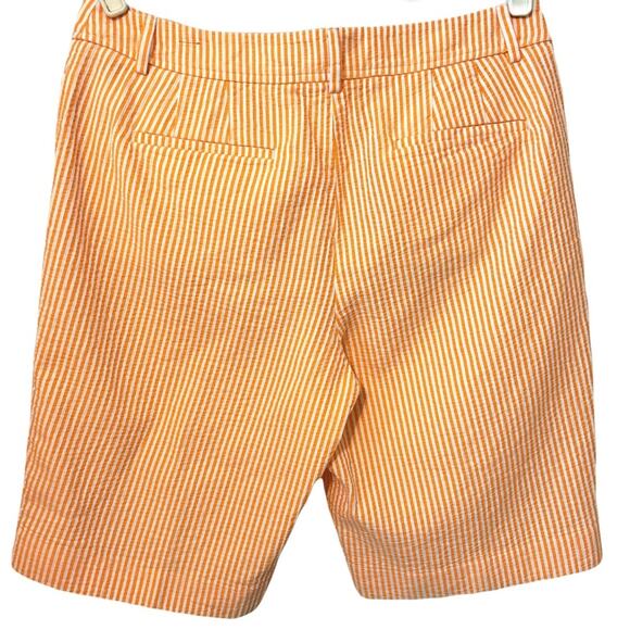 Talbots Shorts Size 10 Seersucker Orange & White Striped Bermuda Length NWOT - Picture 2 of 5